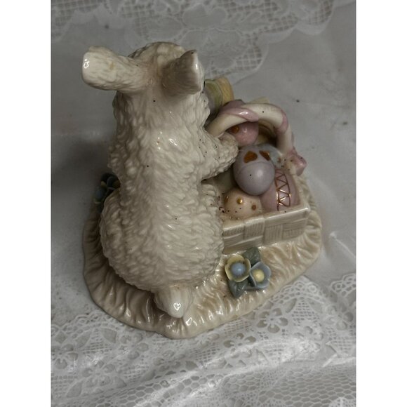 Two 2004 Lenox Fine Ivory Easter Bunny Egg Cup Basket Spring Tulips - Picture 11 of 14